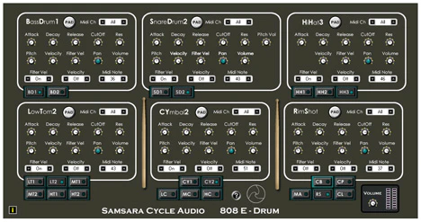 808 E DRUM plugin interface