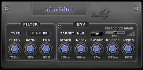 adsrFilter plugin interface
