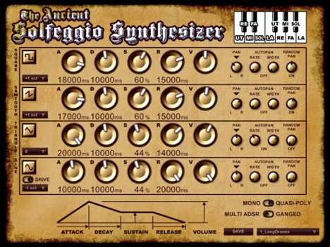 Ancient Solfeggio Synthesizer plugin interface