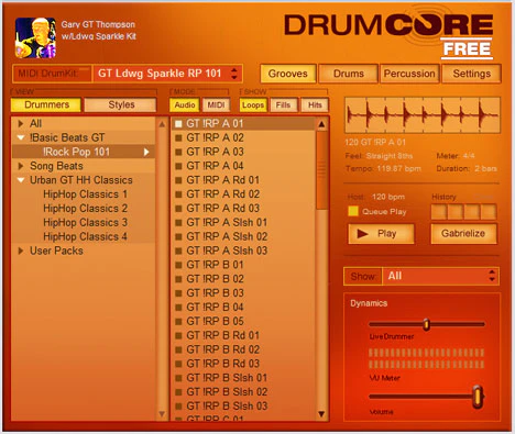 DrumCore Free plugin interface