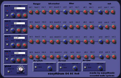 easy-drum o4 SE 909 plugin interface