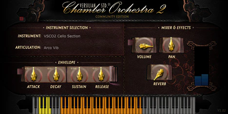 VSCO2 Cello Section plugin interface